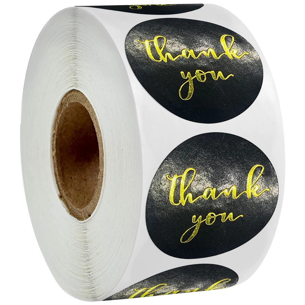 

100-500Pcs Thank You Stickers Seal Labels With Black Pink White For Scrapbooking Gift Decoration Stationery Stickers roll