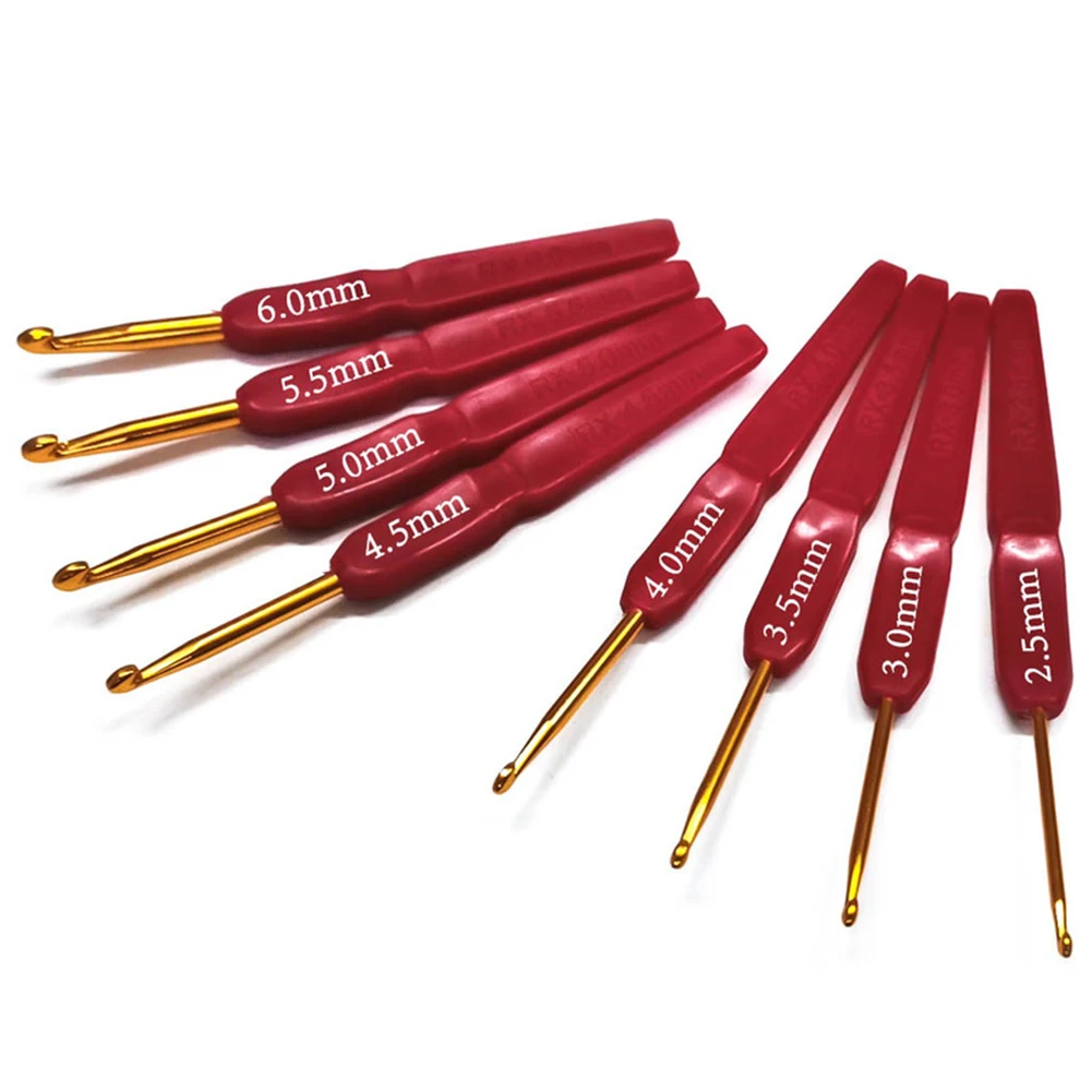

8pcs/set Plastic Handle Crochet Hooks 2.5-6mm Aluminum Knitting Needles Set Weave Craft Yarn Knitting Needles DIY Sewing Tools