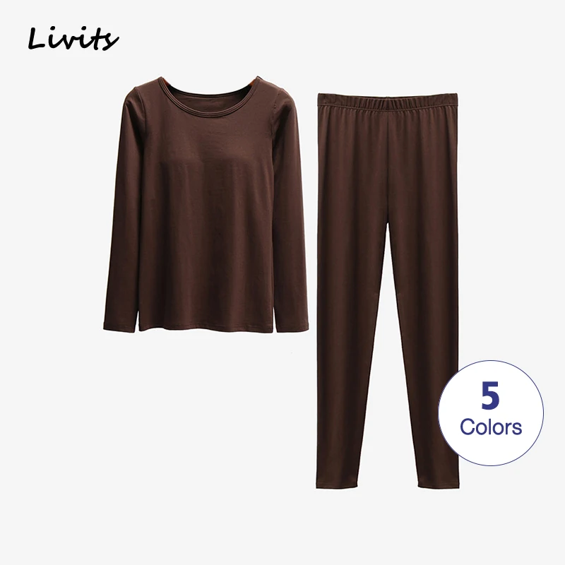 

Женские пижамные комплекты, растягивающиеся хлопковые пижамы, ночное белье с круглым вырезом и длинным рукавом, сексуальные повседневные к...