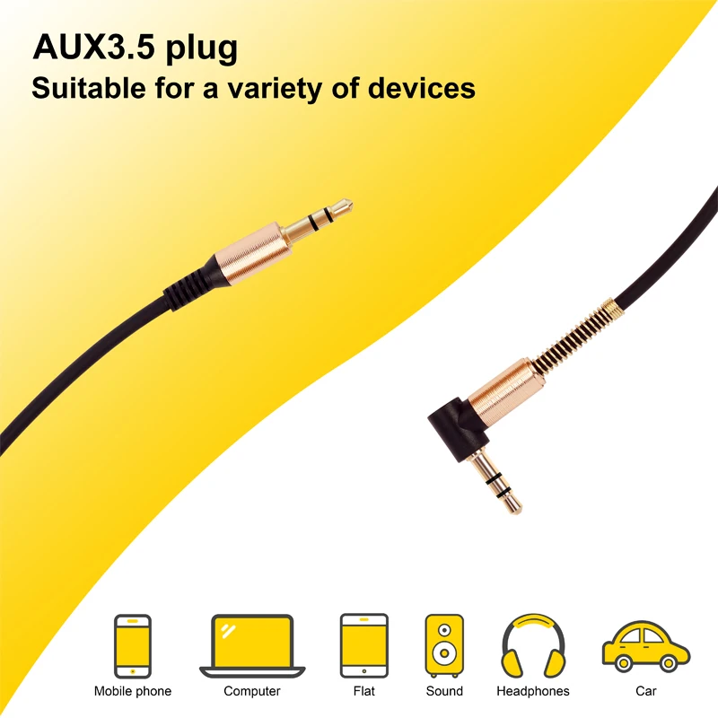 90 Degree Angle Car Aux Audio Cable 3.5mm Jack Male to HIFI Universal Stereo | Автомобили и мотоциклы