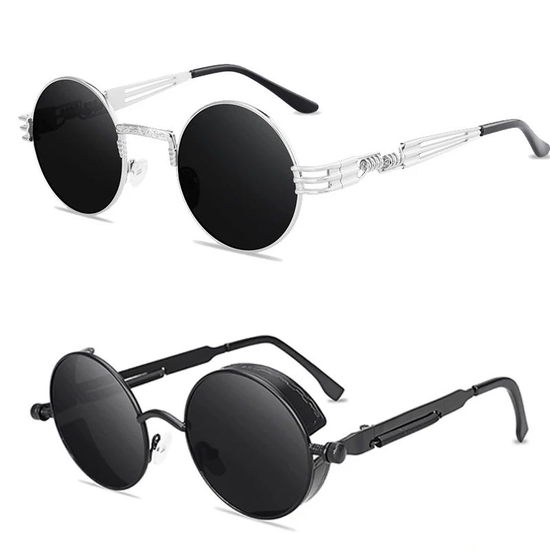 Солнцезащитные очки в стиле стимпанк женские металлические круглые винтажные