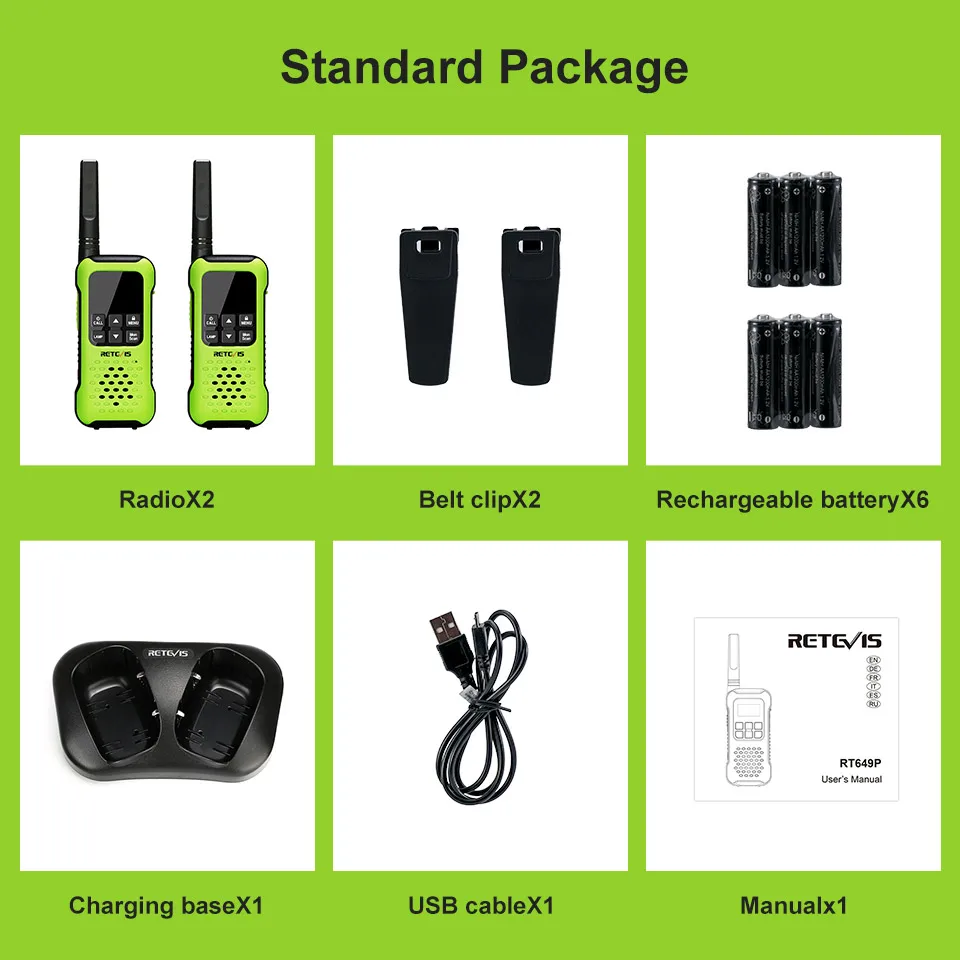 

Retevis RT649P RT49P Walkie Talkie 2PCS Floating IP67 Waterproof Walkie-talkies Rechargeable Portable Two Way Radio For Hunting