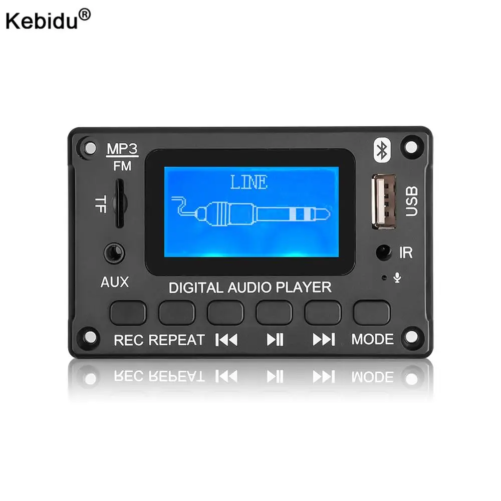 Reproductor MP3 con Bluetooth para coche, módulo de grabación USB, Radio FM AUX con pantalla de letras para altavoz, manos libres, CC de 5V, 12V, placa decodificadora de MP3