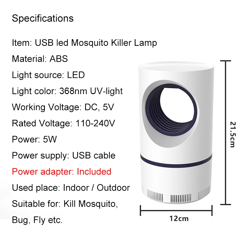 USB UV Mosquito Killer Lamp LED Anti Trap Bug Zapper Insect Muggen Living Room Bedroom Pest Control | Освещение