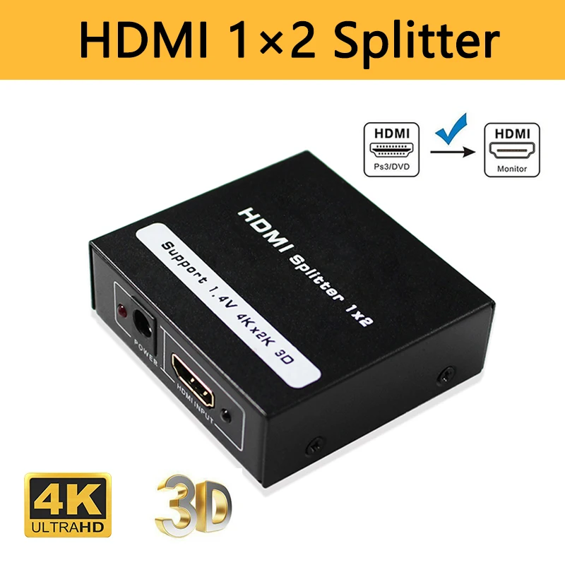 HDMI сплиттер 1 в 2 выхода 4K 1080p 3D 4 В 1x2 конвертер HDCP двойные фотографии дисплеер для