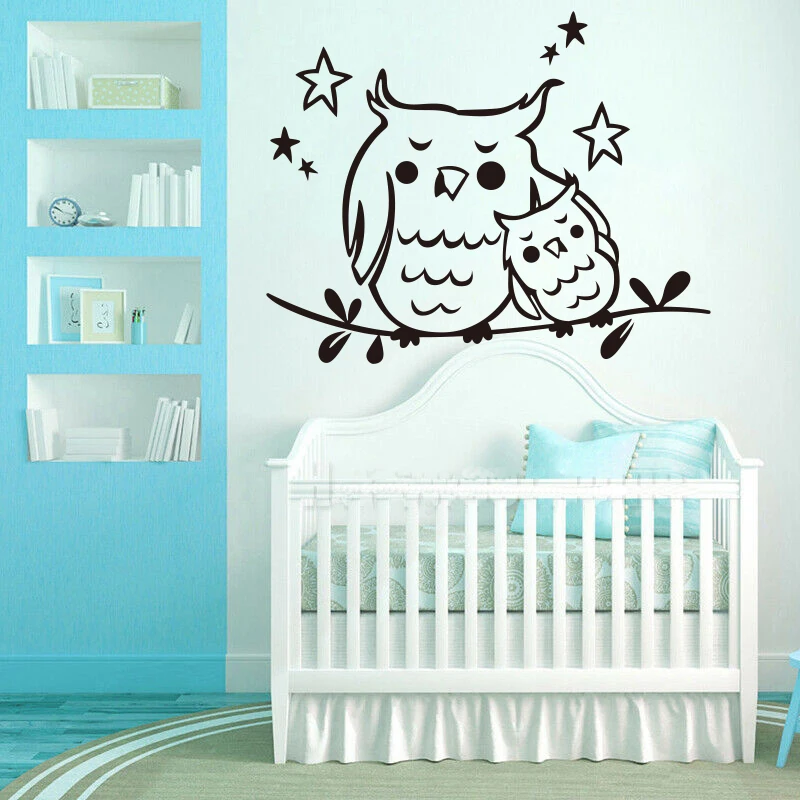 Sticker Bird Mother Baby Owl Vinyl Carving Removable Wall Decal Art Wallpaper Original Fashion Decorative Painting DD0611 | Дом и сад