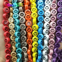 20pcs smile face ceramic beads for jewelry making bracelet necklace 10mm multicolor ceramic beads accessories wholesale