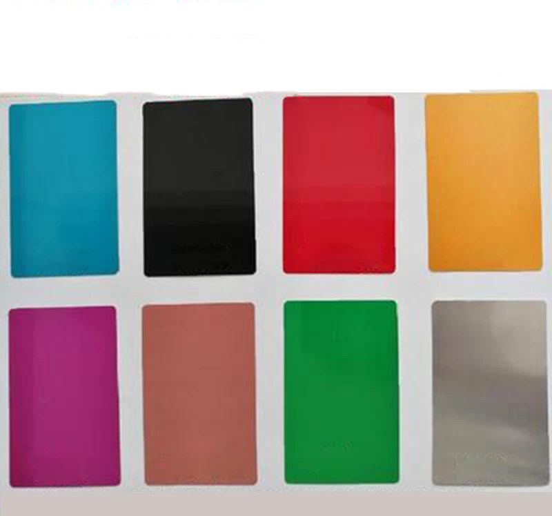 50 шт. цветные заготовки из алюминиевого сплава визитные карточки Лазерная