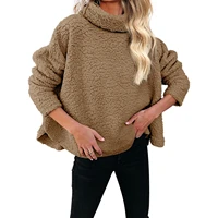 autumn winter women fleece turtleneck pullover long sleeve sweatshirt casual tops loose coat women clothing casaco feminino