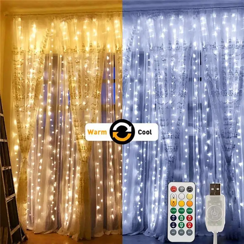 

Curtain String Lights 9.8ft x9.8ft 300 LEDs 8 Modes Window Fairy Lights for Wedding Party Home Garden Outdoor Indoor Decoration