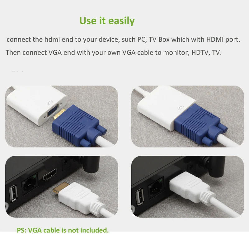 HDMI в VGA конвертер Кабель адаптер цифро аналоговый видео аудио кабель для Xbox 360 PS3 PS4