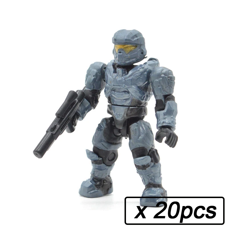 20 шт./лот, строительные блоки "воины", "люди", кирпичи, Halo Wars, игры, пластиковые доспехи для детей, сделай сам, подарки, игрушки с оружием, пистолеты - Цвет: 20pcs MB101
