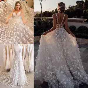 2020 Lace Appliqued Country Wedding Dresses A Line Spaghetti Sweep Train Garden Wedding Gowns Custom Made Boho Vestido De Noiva 2020 Lace Appliqued Country Wedding Dresses A Line Spaghetti Sweep Train Garden Wedding Gowns Custom Made Boho Vestido De Noiva