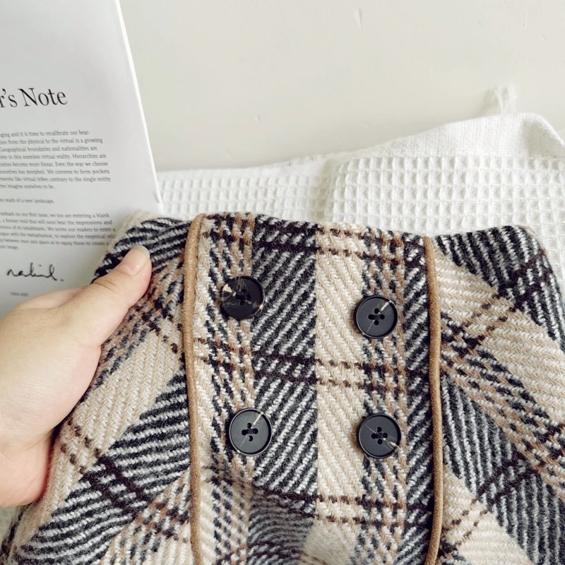 Клетчатая юбка для девочек шерстяная трапециевидная ясельного возраста