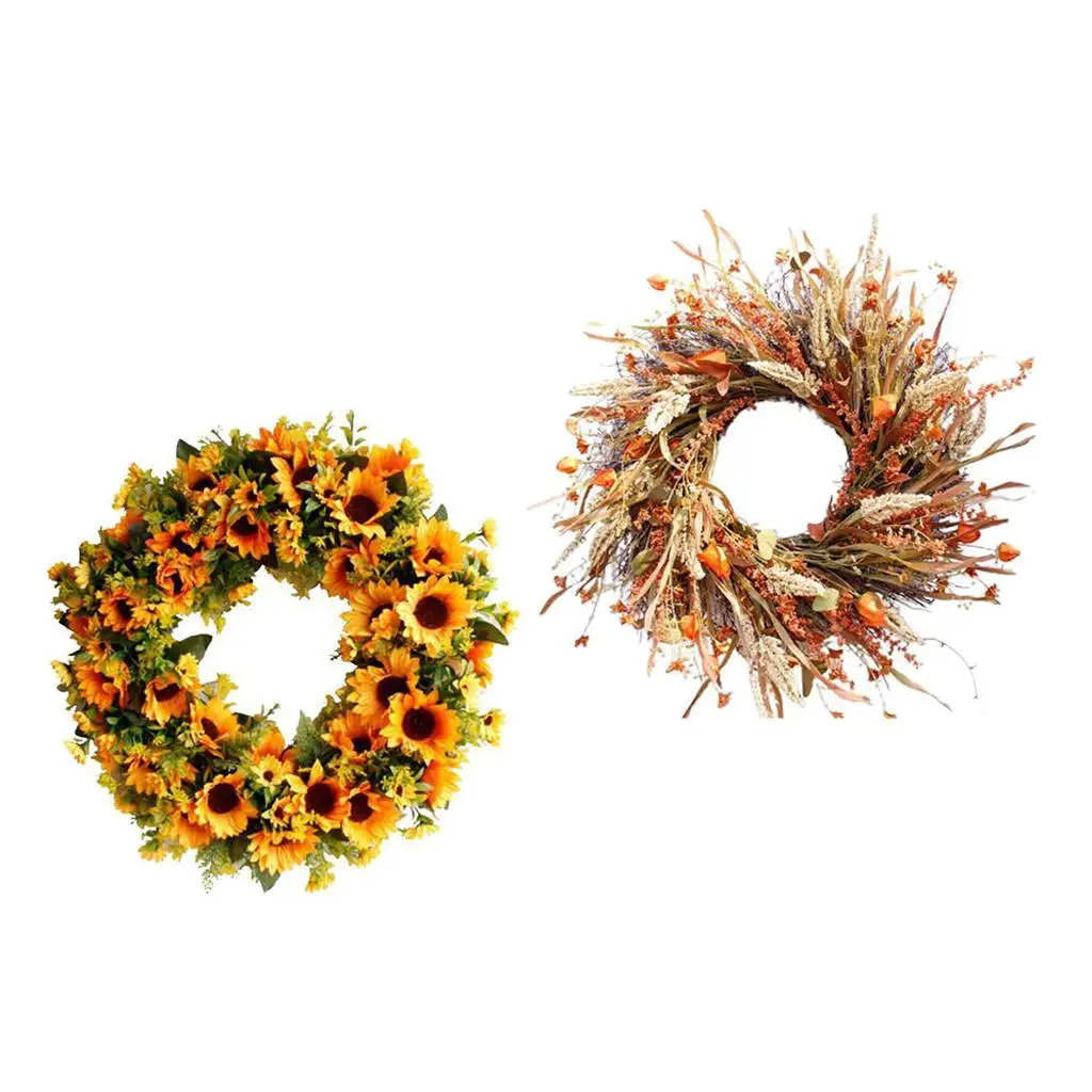 

2pcs Artificial Wreaths All Seasons Green Wreath Front Door Window Decor