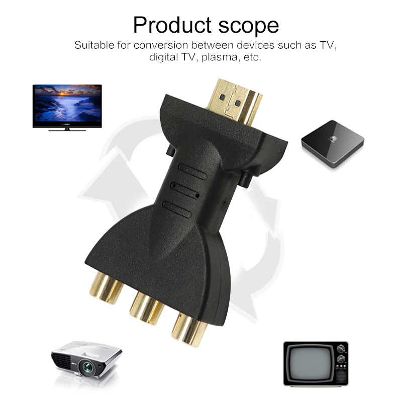 Аудио видео адаптер HDMI/dvi до 3 RGB RCA позолоченные AV конвертер SDI 720P 1080 цифровой