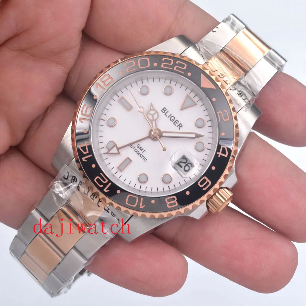 Мужские часы Bliger с белым циферблатом Роскошные автоматические мужские