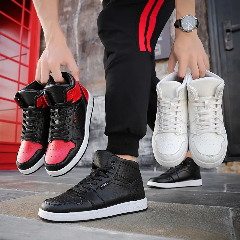 Мужские кроссовки с высоким берцем на шнуровке повседневная обувь классические