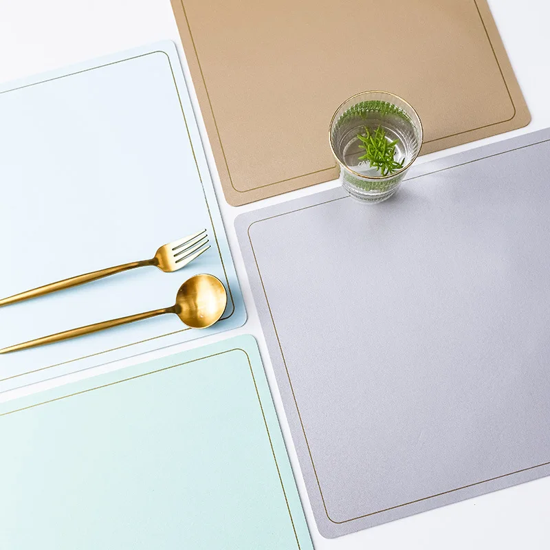 

Placemat Table Mat Nordic Phnom Penh Leather Placemat PU Waterproof Placemat Oilproof Western Placemat Double Leather