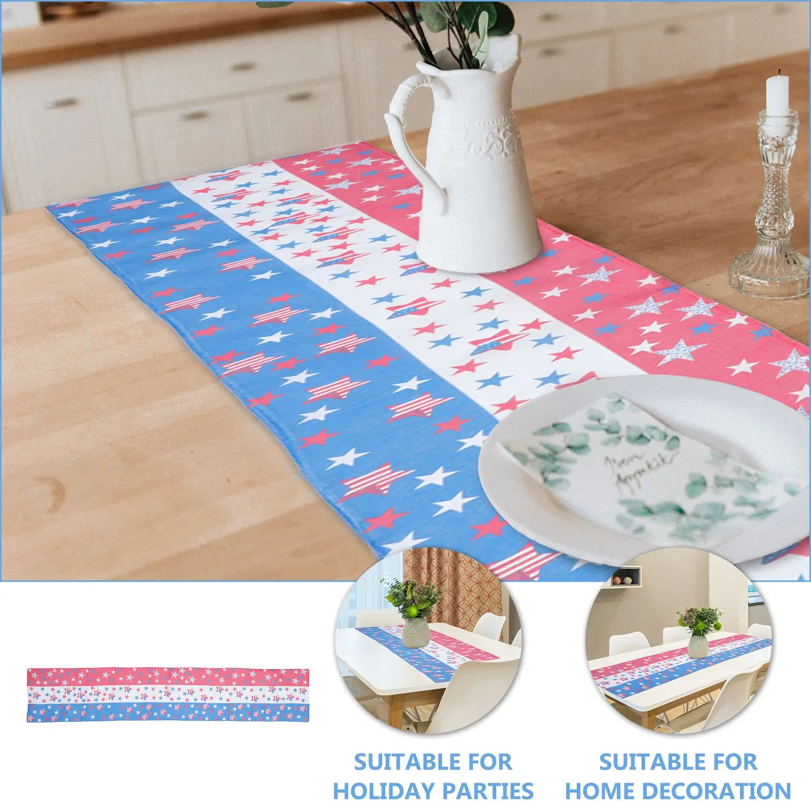 

1pc Creative Independence Day Tablecloth Decorative Table Runner for Home Banquet Party Tableware Dining Table Cover