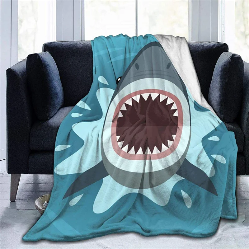 

Cartoon Big Shark Navajo Cubre Throw Blanket 3D Print Sherpa Super Comfortable Nordic Manta Sonic