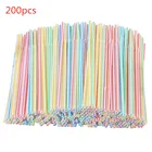 200 шт. разноцветные соломинки rietjes Пластик длинный гибкий питьевые соломки для вечерние, держащих букет невесты на свадьбе, питьевой бар сок питьевой соломы