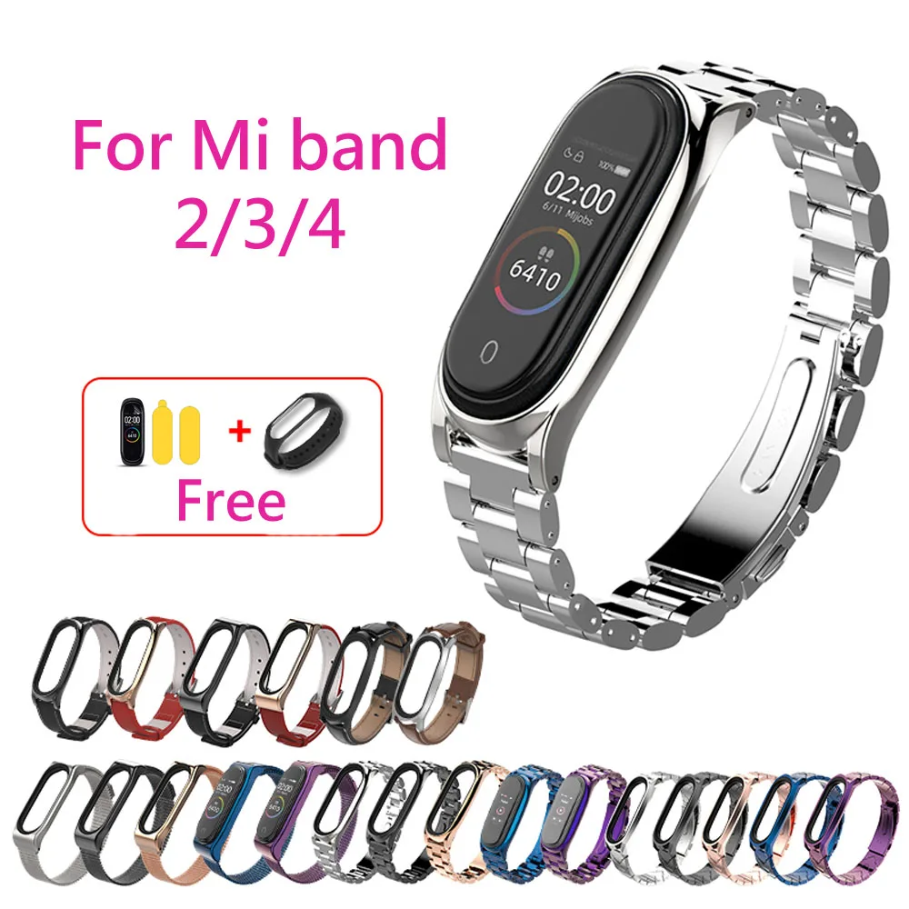 Металлический браслет для Xio mi band 4 Mi 3 спортивный из нержавеющей стали ремешок