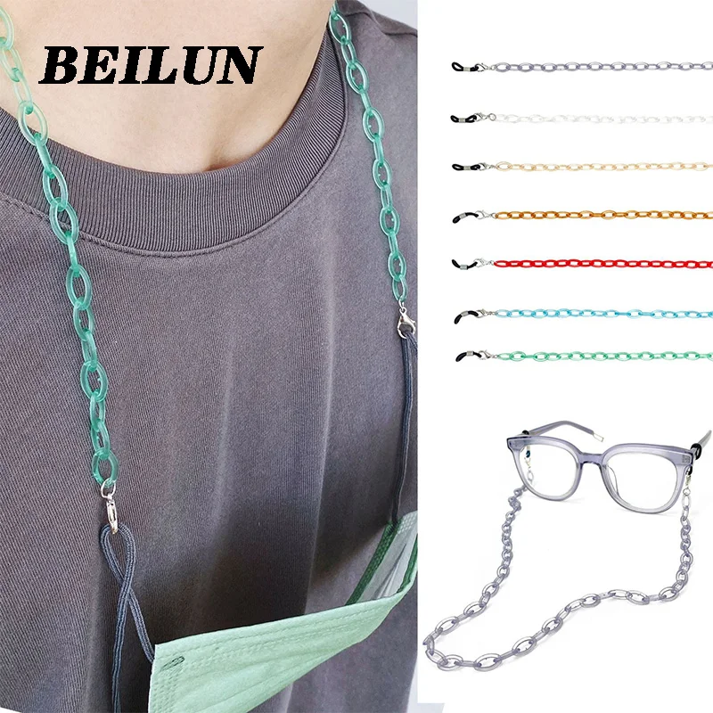 

Корейский модный цепочка для солнцезащитных очков для женщин и мужчин, ремешок на шею для маски, прозрачный цветной акриловый держатель для...