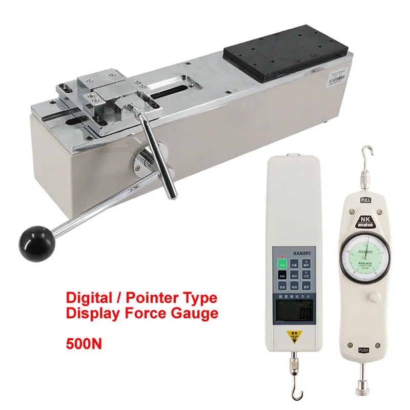

500N Digital Pointer Push Pull Force Gauge Manual Horizontal Harness Terminal Tension Tester Inspection Machine Test Stroke 50mm