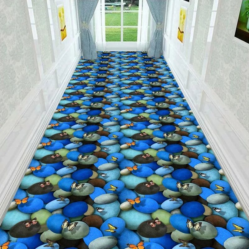 

Fun 3D Butterfly/cobblestone Hallway Area Rugs Home Corridor Carpet Nordic Bedroom Rug Hotel Mats Floor Customized Aisle/stairs