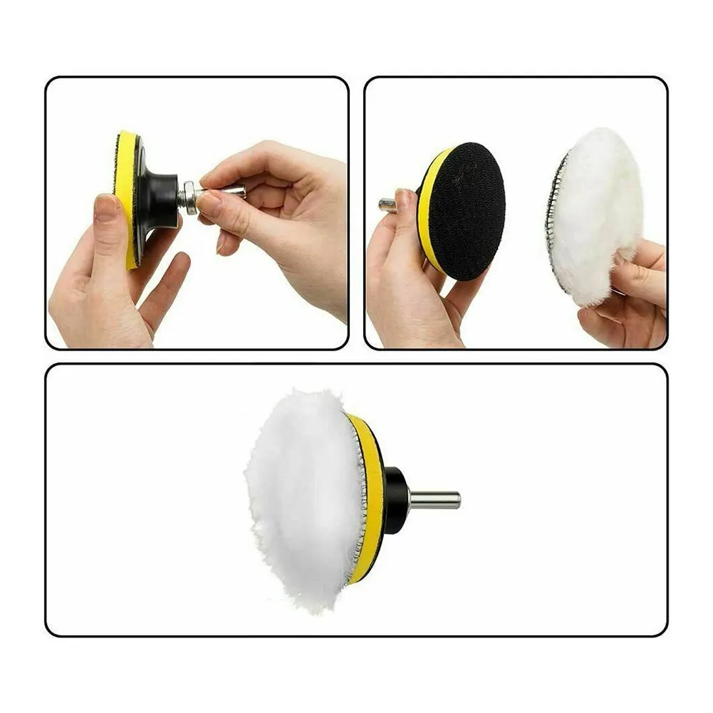 

4PCS Car Wool Waxing Polishing Scrub Pad 3inch Bonnets Sanding Buffer Plate Polisher Drill Attachment Wax Polishing Buffing Pad