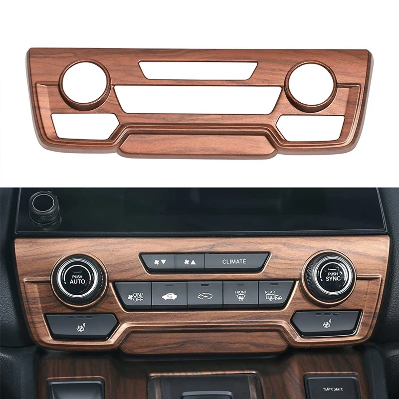 

Air Conditioning Knob Climate Control Module Panel Peach Wood Grain Center Console CD Panel for Honda CR-V 2017-2021