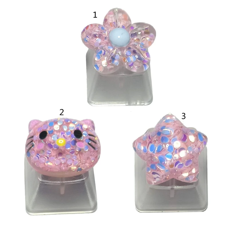 

Backlight Glittering Stars Keycap Cute Pure Lovely Stars Keycap Mechanical Keyboard Transparent Keycap R4 Cap 28TE