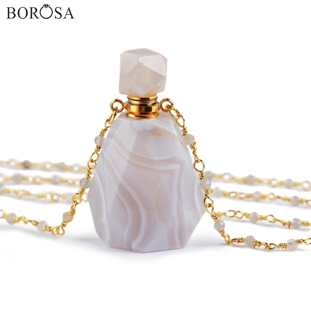 BOROSA 2 шт. 26 дюймов флакон духов натуральный мульти-вид камень белый кварц Амазонит