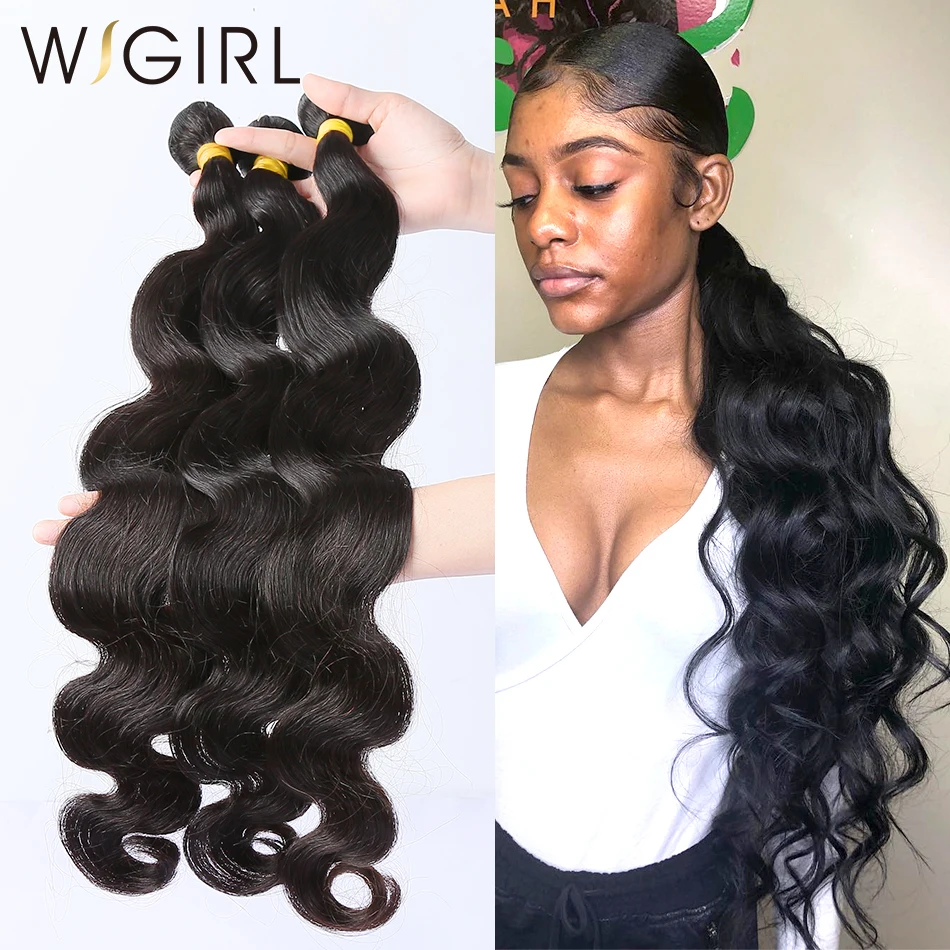 Wigirl 8-28 30 32 40 дюймов объемные волнистые бразильские волосы плетение пряди с двойным нарисованным 3 4 пряди Remy человеческие волосы