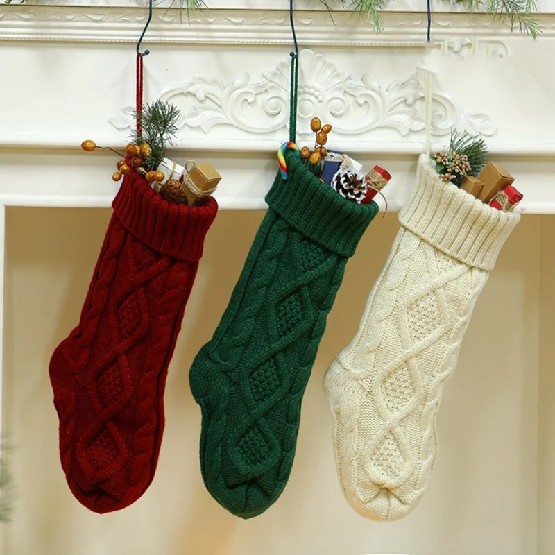 3-Piece Set Of Knitted Woolen Home Wall Decoration Candy Bag Socks Diamond Gift Ornaments | Дом и сад