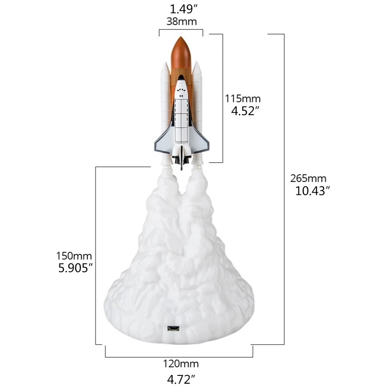 

3D Print Rocket Shape Lamp, Realistic Space Shuttle Lamp, USB Rechargeable Night Light, Suitable for Rocket Lovers