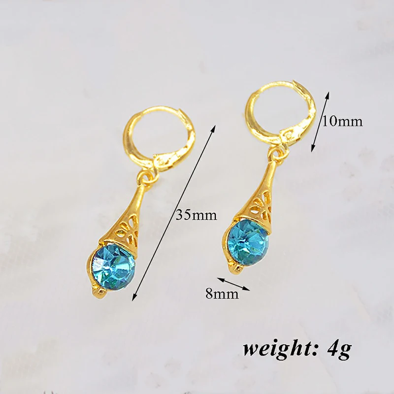 Модные женские круглые висячие серьги с кристаллами и Цирконом AAA желтое золото