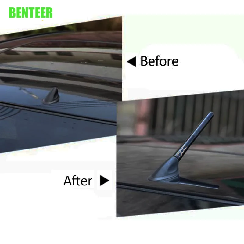 

4.7 inch Black Short Carbon Fiber Car Antenna sticekr for fiat 500