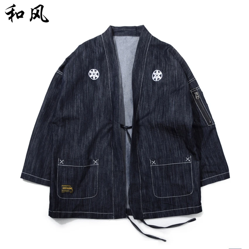 Японское кимоно кардиган для мужчин Haori вышивка юката мужской костюм самурая японский стиль ковбой традиционная одежда азиатская одежда