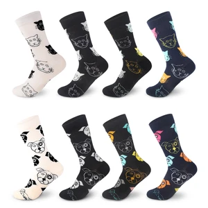 Новое поступление женские забавные носки женские Мультяшные носки из чесаного хлопка с рисунком кошки собаки счастливые носки унисекс Harajuku до щиколотки женские носки