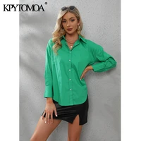 kpytomoa women 2021 fashion loose asymmetry poplin blouses vintage long sleeve button up female shirts blusas chic tops