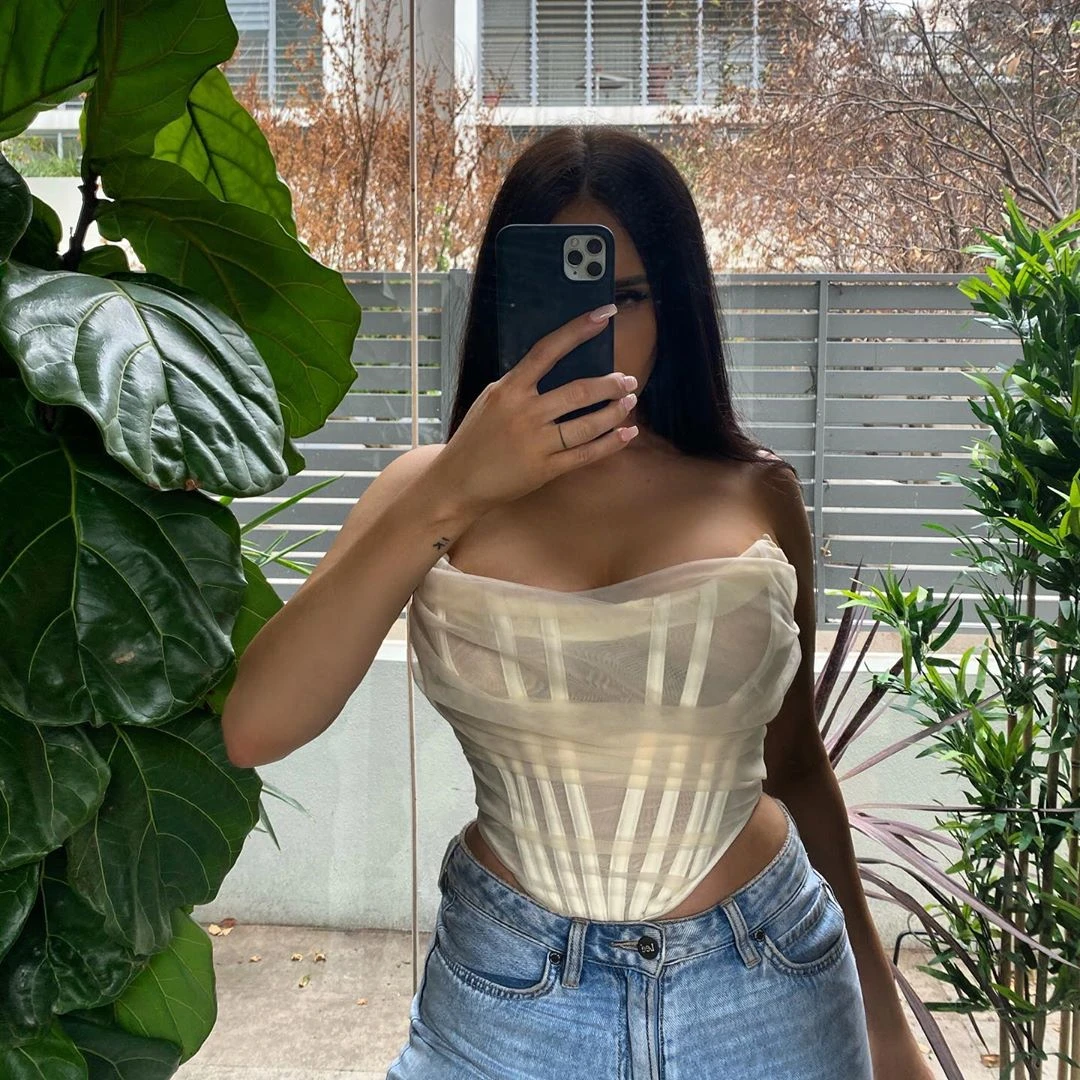 

The New Summer 2021 YK2 Ladies Corset Fashion Fishbone Gauze Bra Vest Female Brief Paragraph Small Coat
