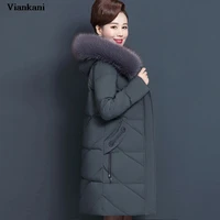 plus size 7xl middle aged winter jacket women hooded fur collar parka long womens down cotton coat womens winter jacket and coat