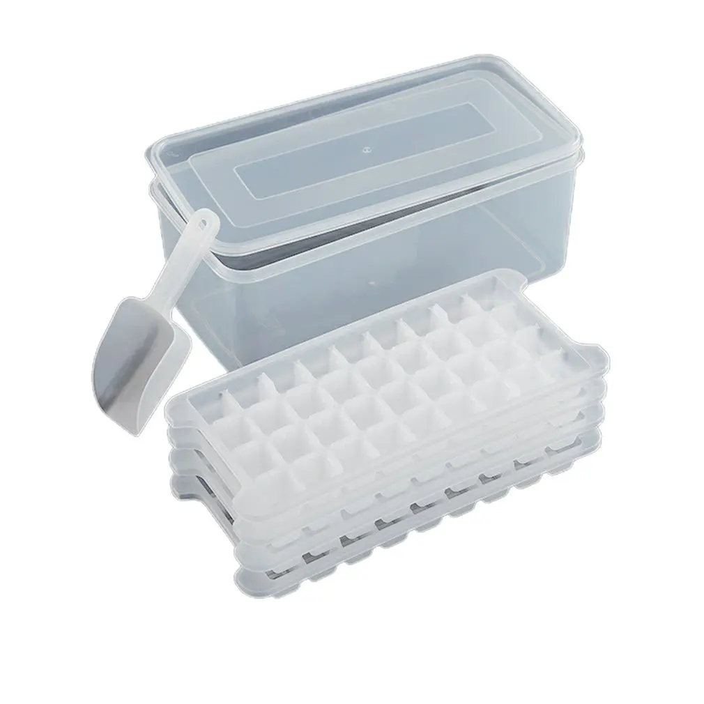 

Small Ice Cube Mould Box With Lid & Scoop Fruits Popsicle Maker Molds Tray Ice Cream DIY Tool Kitchen Refrigerator Accessories