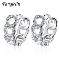 fanqieliu solid 925 sterling silver hoops for women crystal jewelry wedding round hoop earrings fql20508
