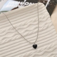black heart necklace french metal love clavicle chain simple female short pendanklace jewelry