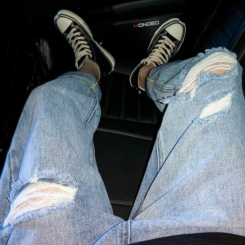 

Pants Mens Jeans Korean Trend Ripped Casual Pants 2021 New teenagers Straight Loose All-match ankle length harem Pants