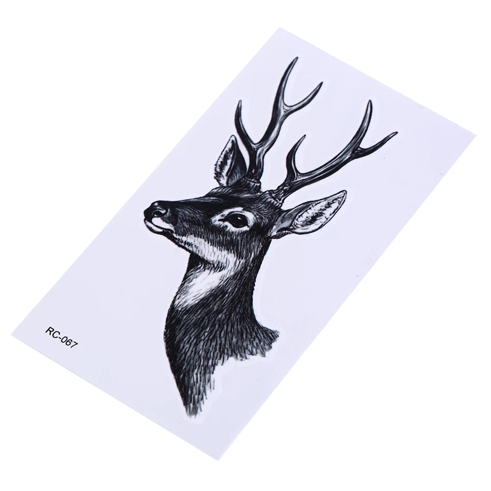 Водостойкая Временная тату-наклейка 10 5*6 см голова оленя тату Bucks Horn Antlers водная