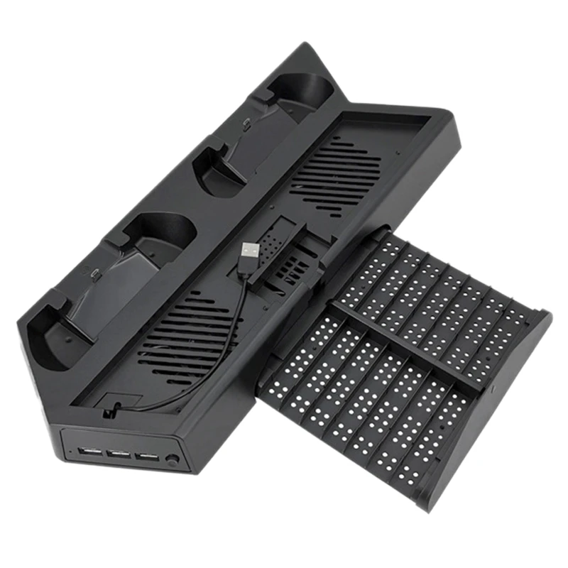

Stand Cooling Fan Vertical Stand Controller Charger Charging Dock Station Games Storage for PS4 Pro Slim